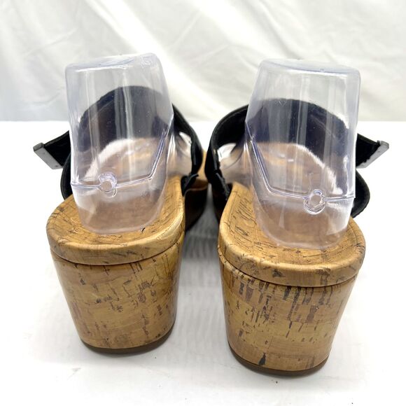 Vionic Womens Anitra Black Leather Wedge Thong Cork Sandals Flip Flops Size 11 - Picture 10 of 16